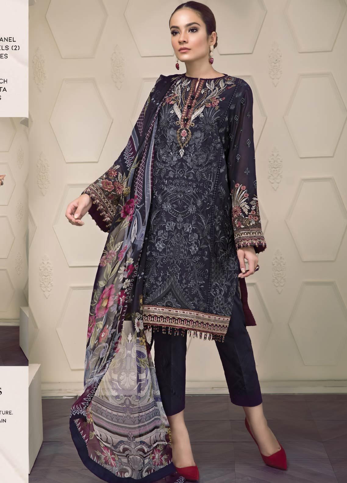 Baroque Embroidered Lawn Stitched 3 Piece Suit BQ19-S2 01 AVA - Mid Summer Collection - Blossoms by Azz
