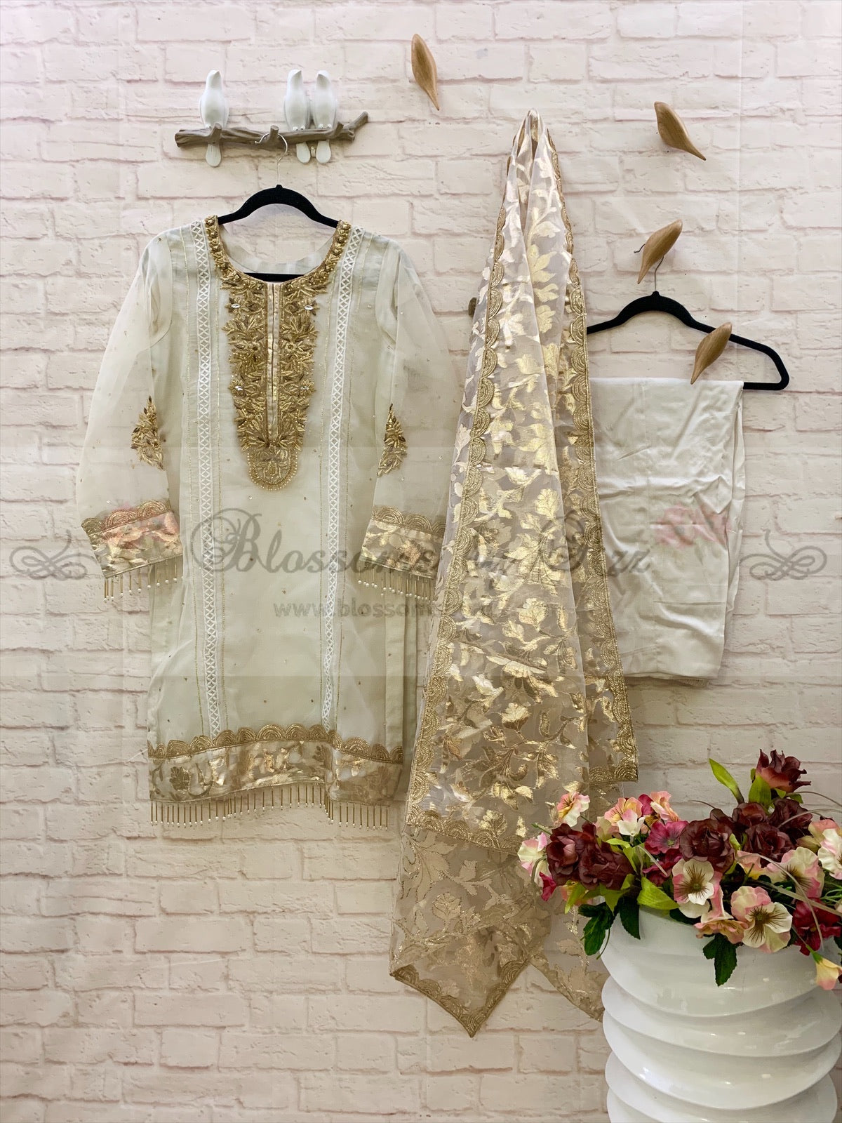 Organza Outfit With Hand & Gota Work - Blossoms by Azz