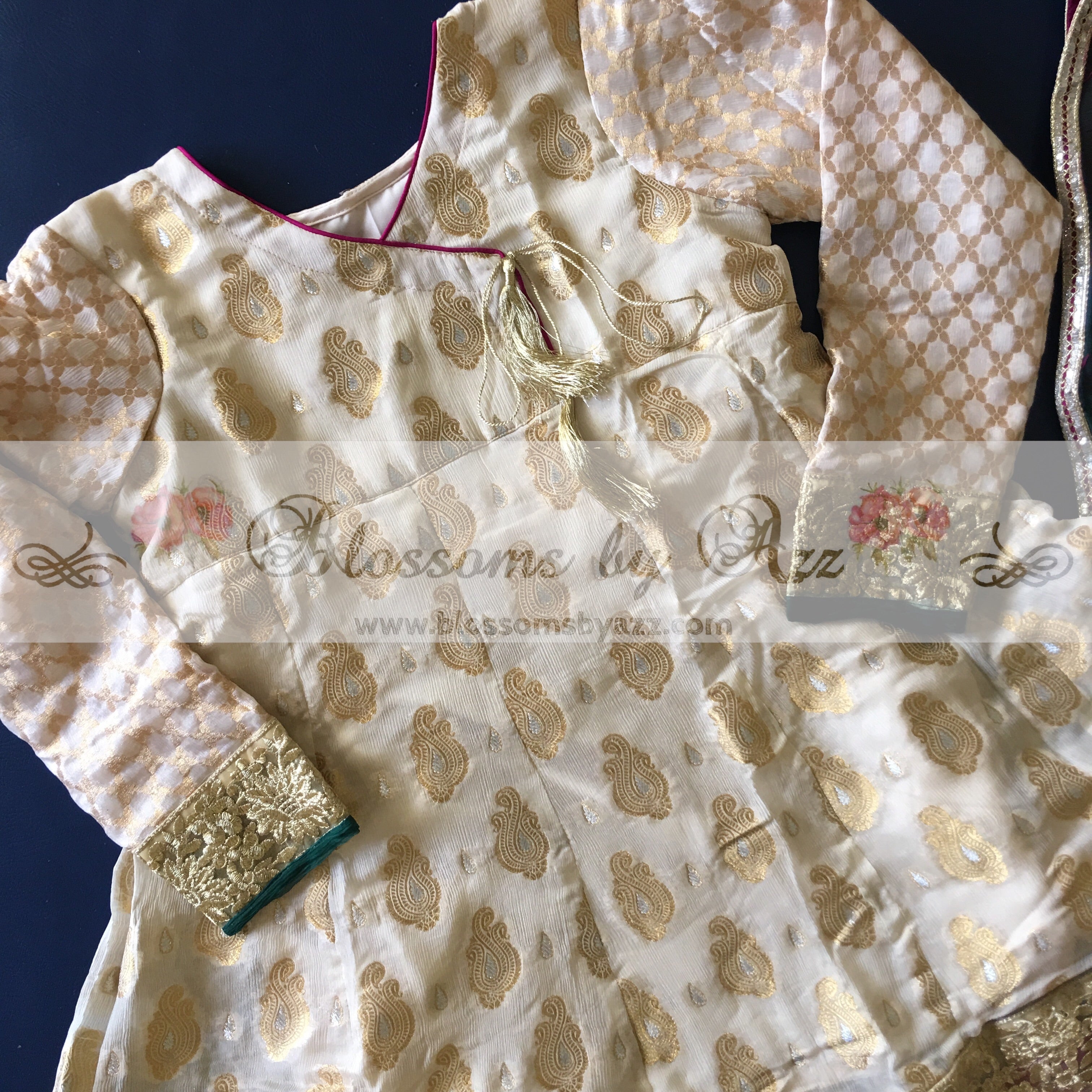 Banarsi Chiffon Angrakha Dress for Girls - Blossoms by Azz