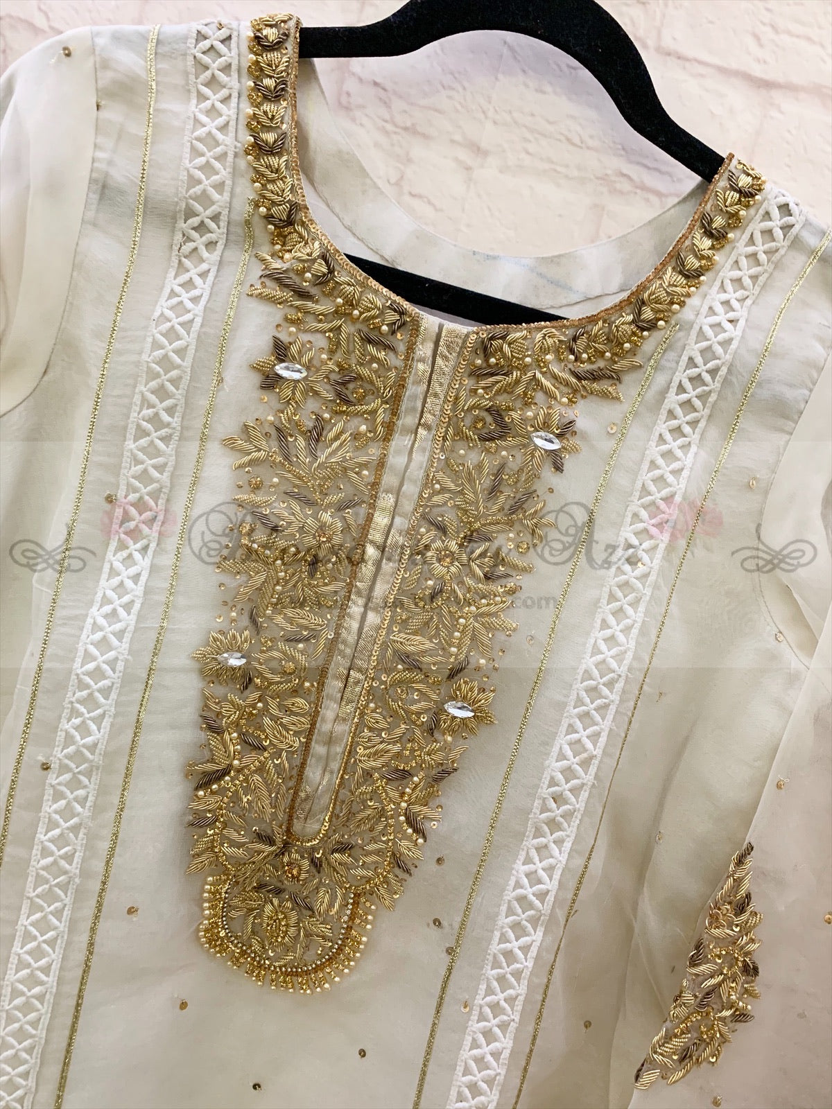 Organza Outfit With Hand & Gota Work - Blossoms by Azz