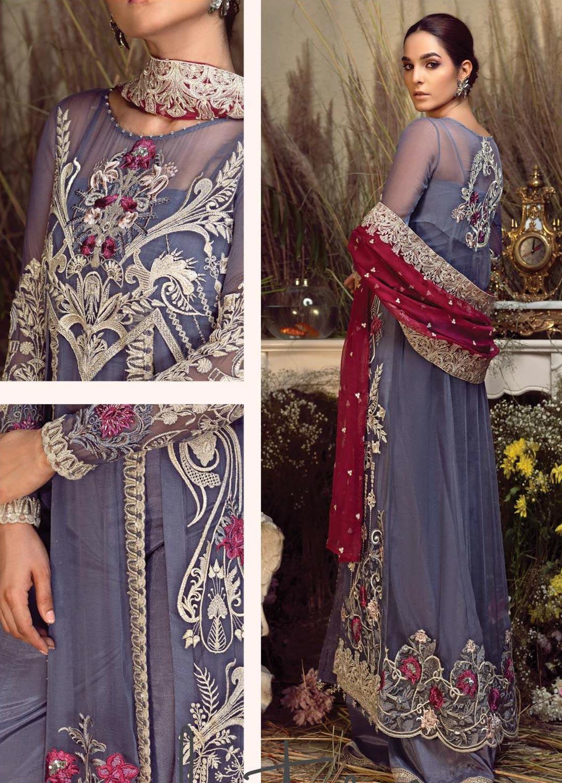 Orabelle by Imrozia Embroidered Chiffon Stitched 3 Piece Suit SEI190 10 Vivid Story - Luxury Collection - Blossoms by Azz