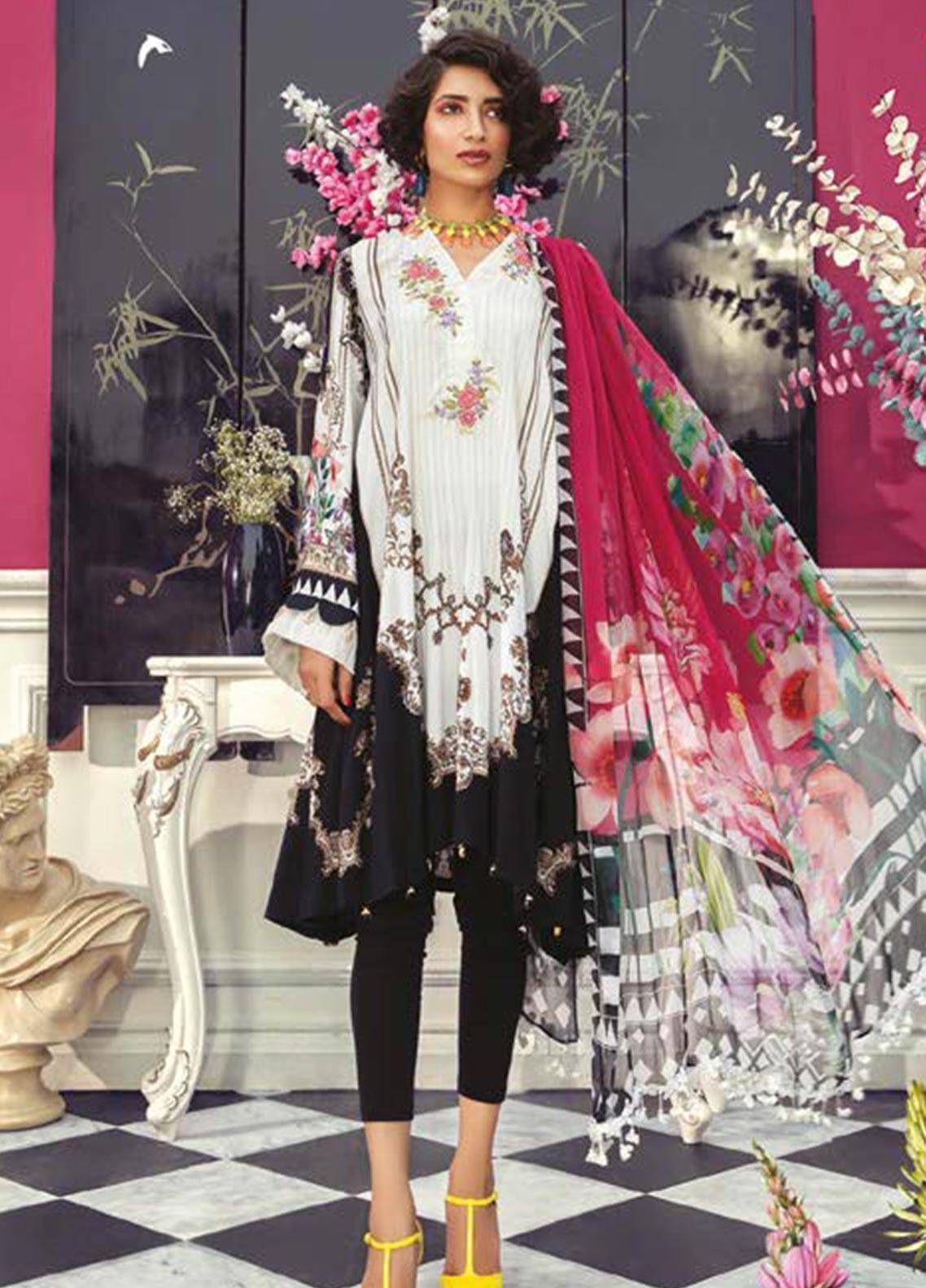Maria B Embroidered Linen Stitched 2 Piece Suit MBP19WE 706 A - Winter Collection - Blossoms by Azz