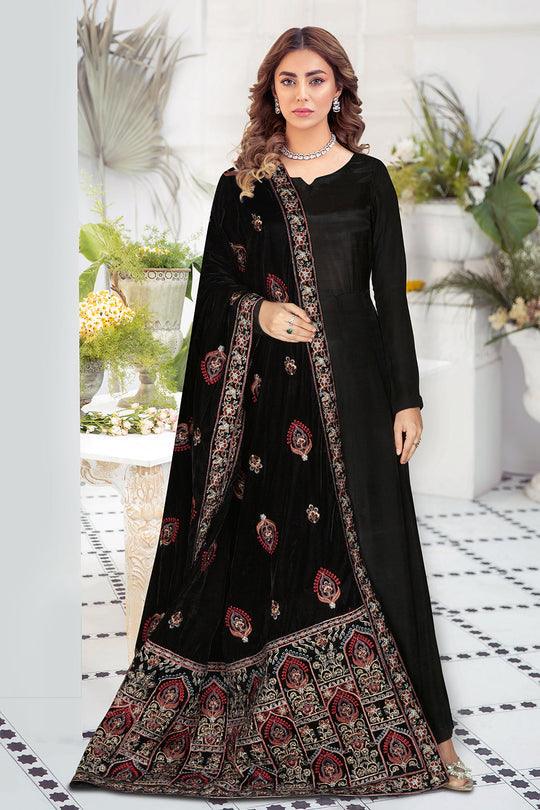 Ramsha Velvet Shawl - V-54