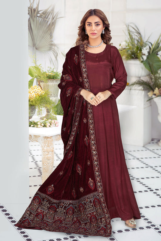 Ramsha Velvet Shawl - V-54