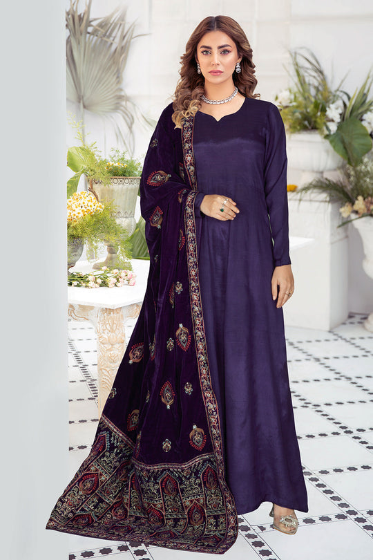 Ramsha Velvet Shawl - V-54