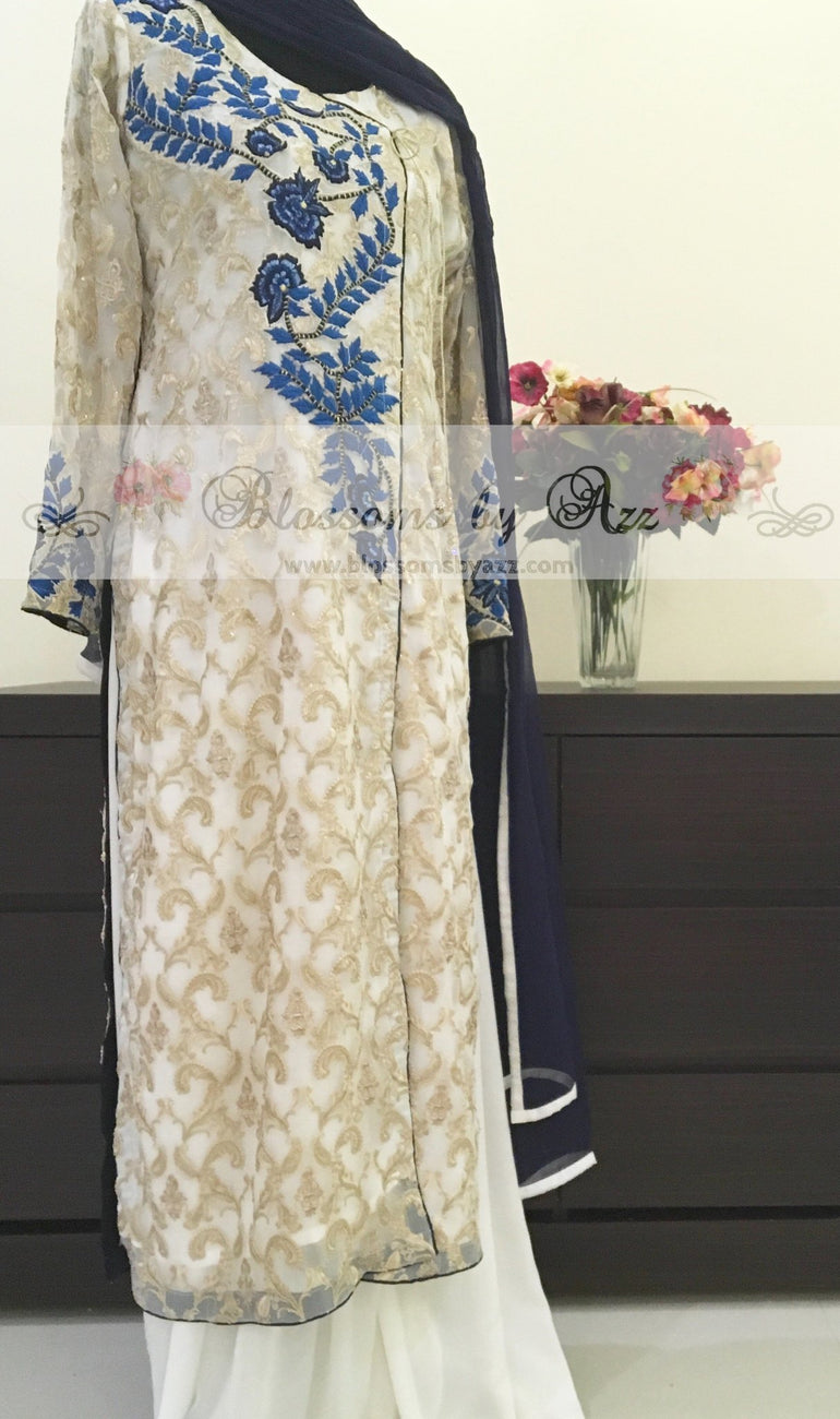 Pure Chiffon Chikankari Dress - Blossoms by Azz