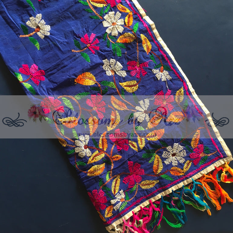 Phulkari Dupatta - Blue Floral - Blossoms by Azz