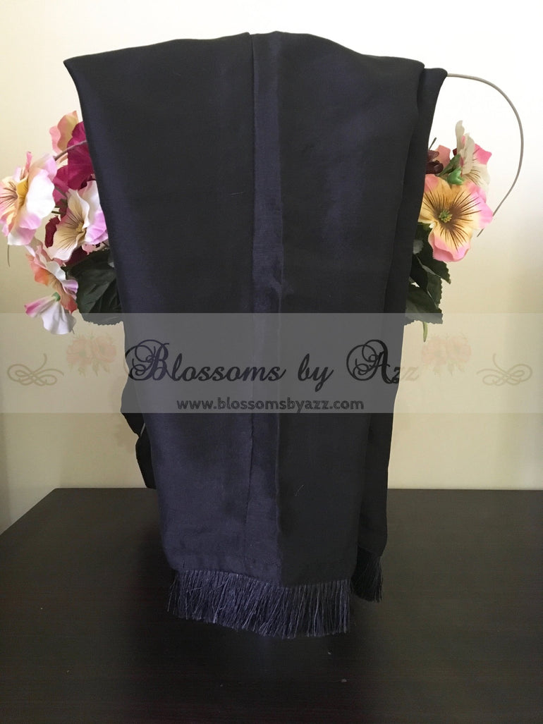 Black Pure Raw Silk Pants With Fringes - Blossoms by Azz