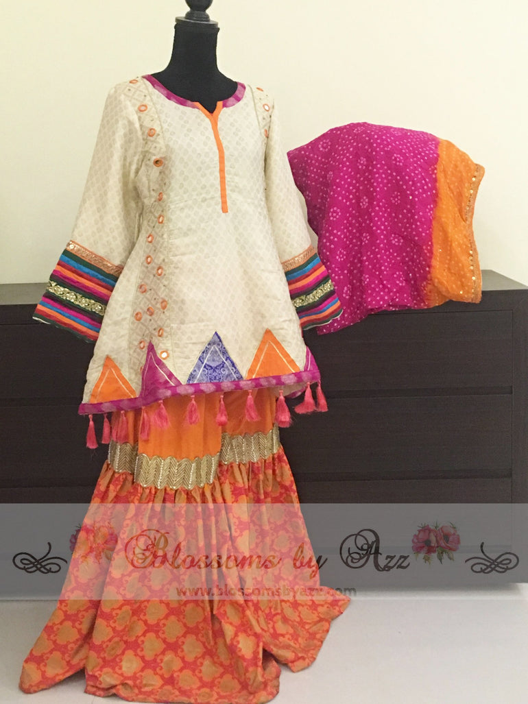 Chata Patti With Chunri Gharara Dress - Blossoms by Azz