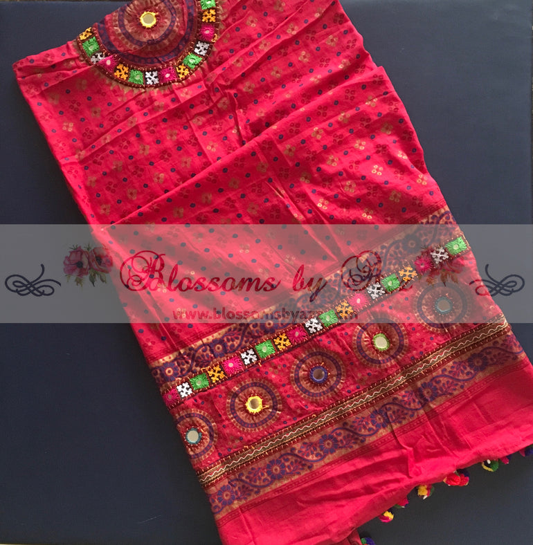 Phulkari Dupatta - Maroon - Blossoms by Azz