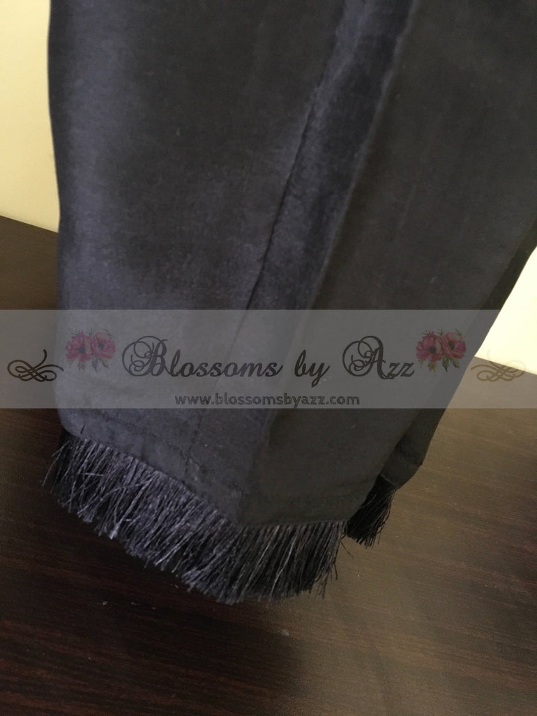 Black Pure Raw Silk Pants With Fringes - Blossoms by Azz