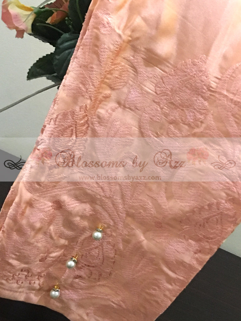 Silk Embroidered Pants - Peach - Blossoms by Azz