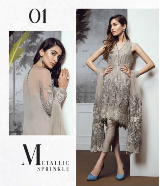 Baroque - Chiffon - Metallic Sprinkle - Blossoms by Azz