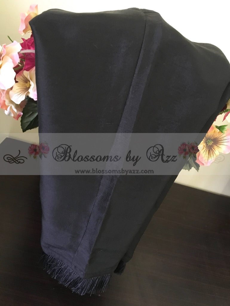 Black Pure Raw Silk Pants With Fringes - Blossoms by Azz