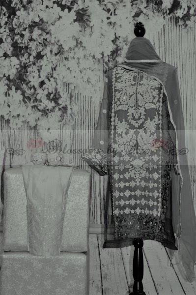 Agha Noor Shirt with Chiffon Dupatta & Straight Pants - Green - Blossoms by Azz