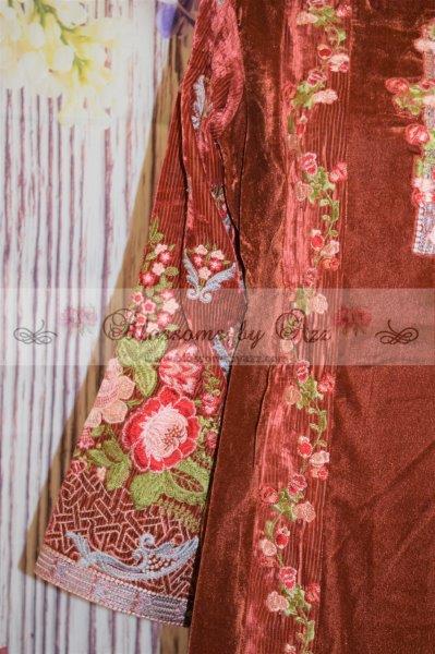 Blossoms by Azz - Velvet - Rust Embroidered Shirt - Blossoms by Azz