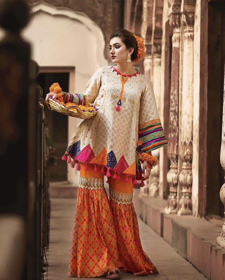 Chata Patti With Chunri Gharara Dress - Blossoms by Azz