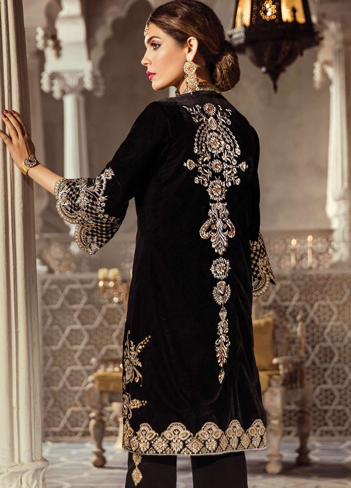 Anaya By Kiran Chaudhry Embroidered Velvet Stitched 2 Piece Suit AKC18KR 04 Midnight - Wedding Collection - Blossoms by Azz