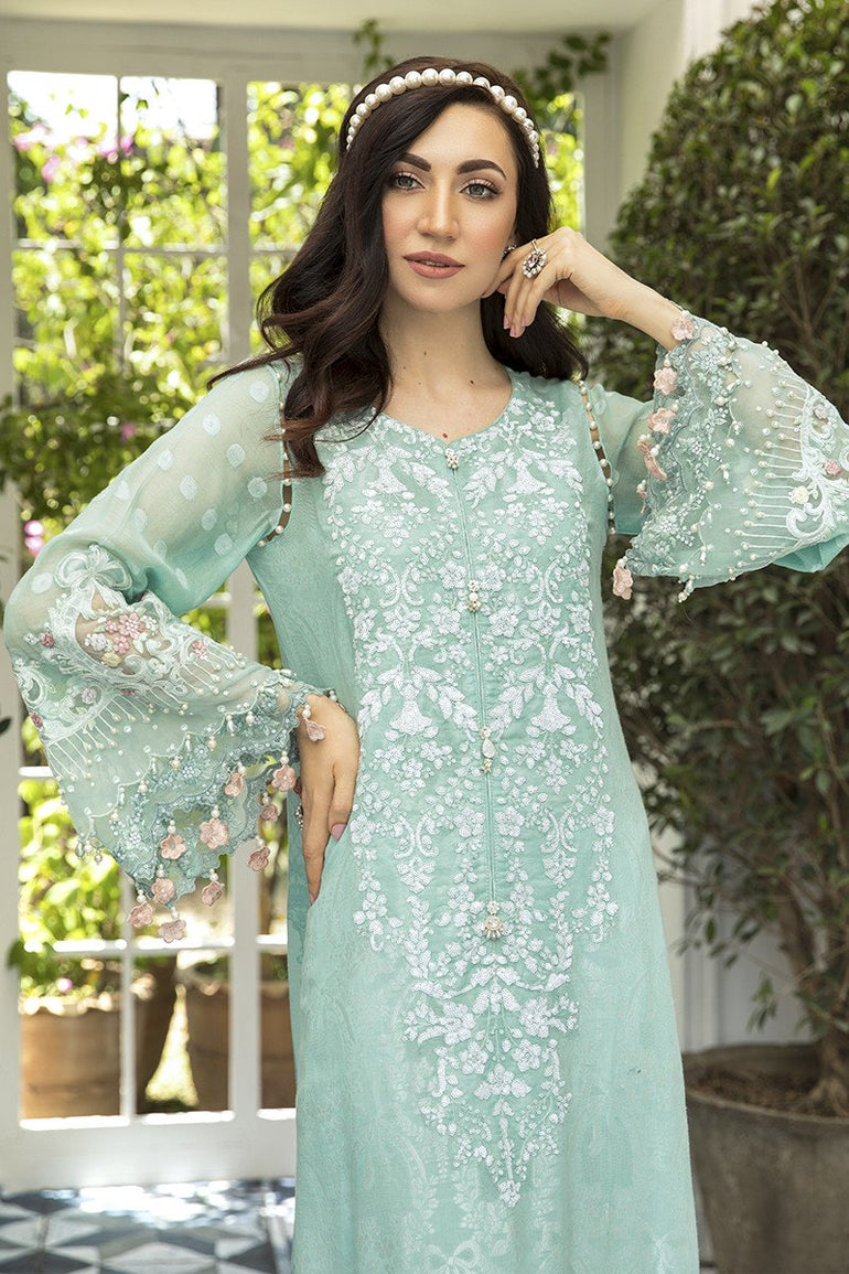 Maria B - Lawn Eid Collection - 08 -Pastel Aqua – Blossoms by Azz