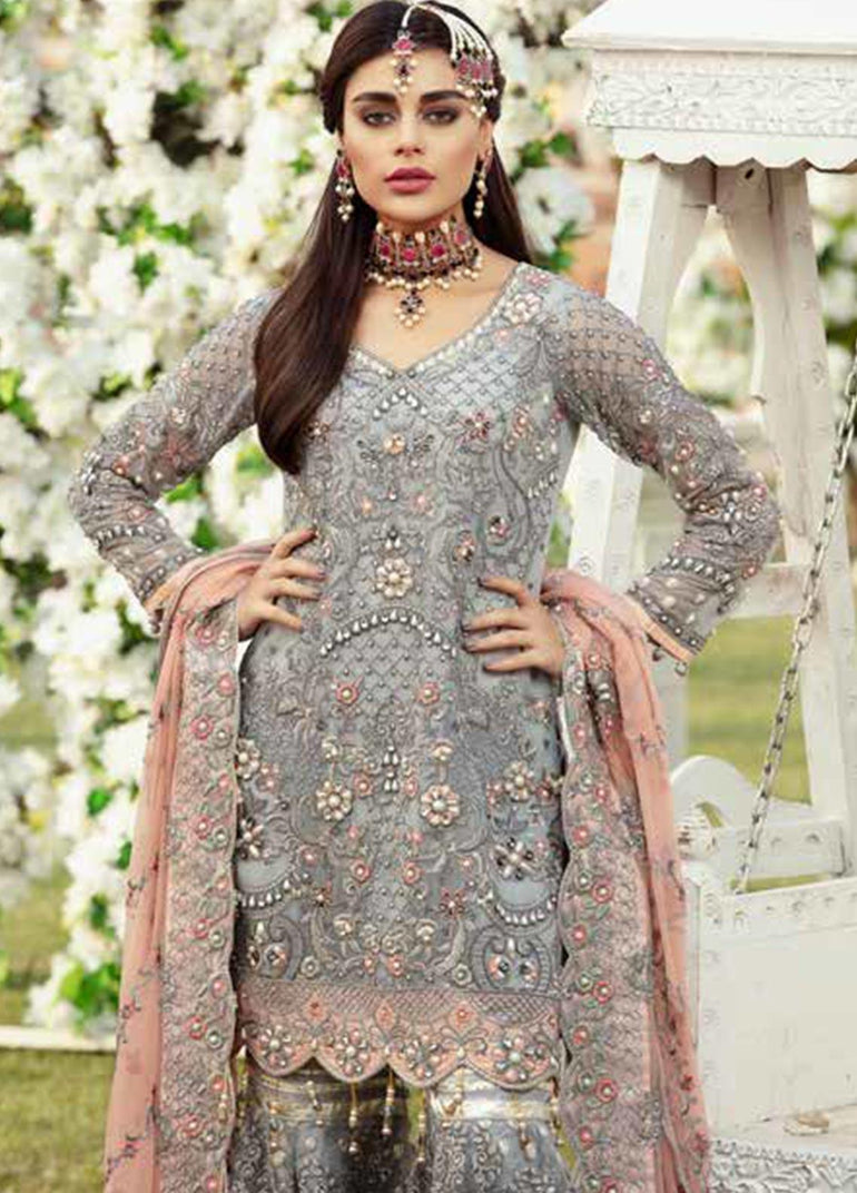Emaan Adeel Embroidered Chiffon Stitched 3 Piece Suit EA19BC 204 - Bridal Collection - Blossoms by Azz