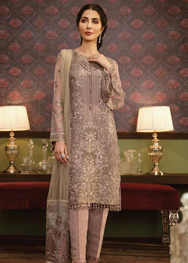 Flossie Embroidered Chiffon Stitched 3 Piece Suit FL19-C5 10 NOIR - Luxury Collection - Blossoms by Azz
