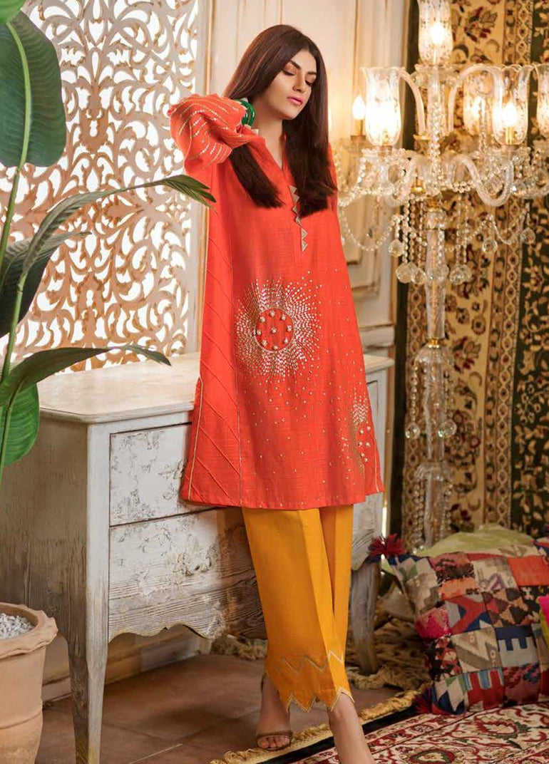 Gul Ahmed Embroidered Khaddar Stitched 2 Piece Suit GA19W TK-18 - Winter Collection - Blossoms by Azz