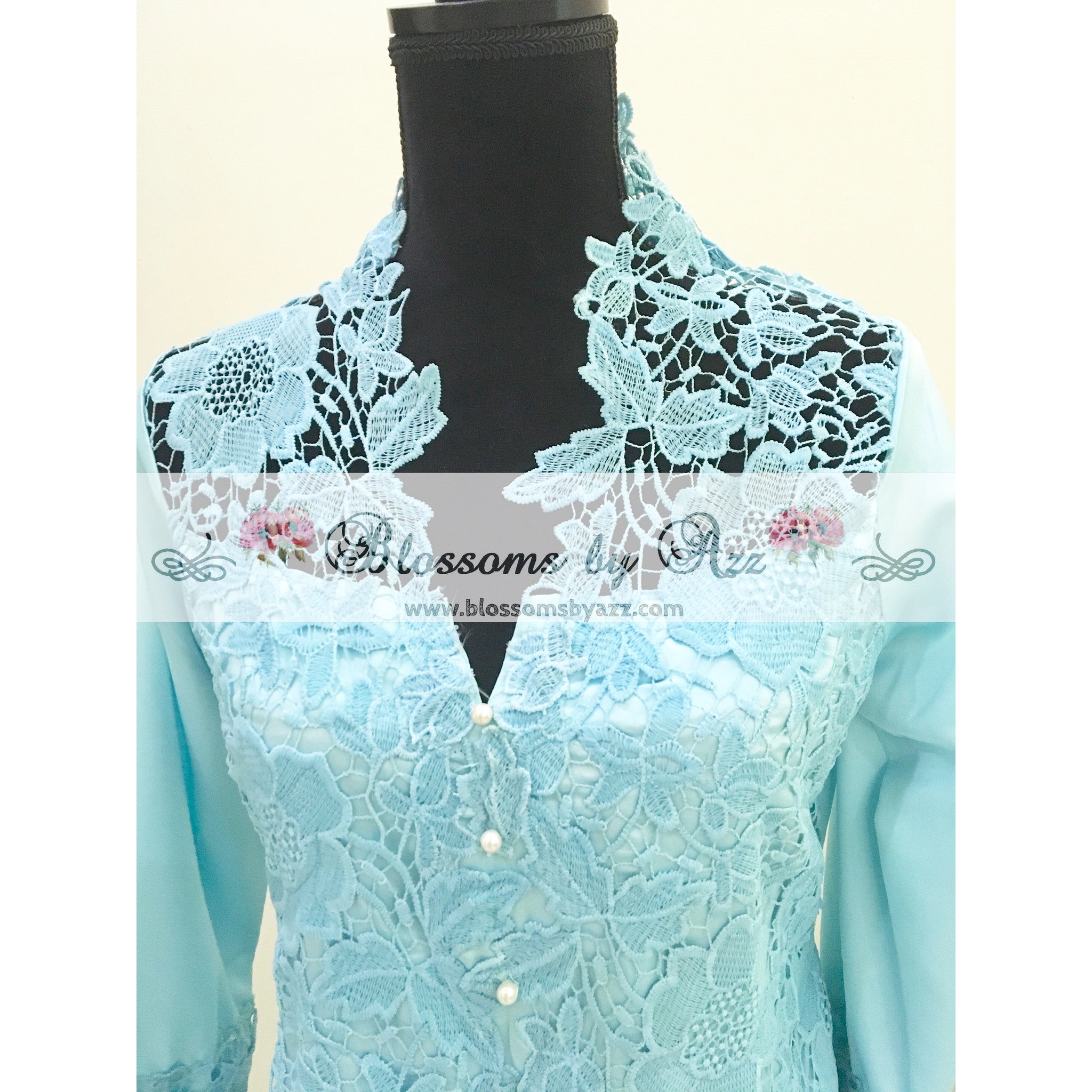 Silk Shirt With Lace Work - Blossoms by Azz