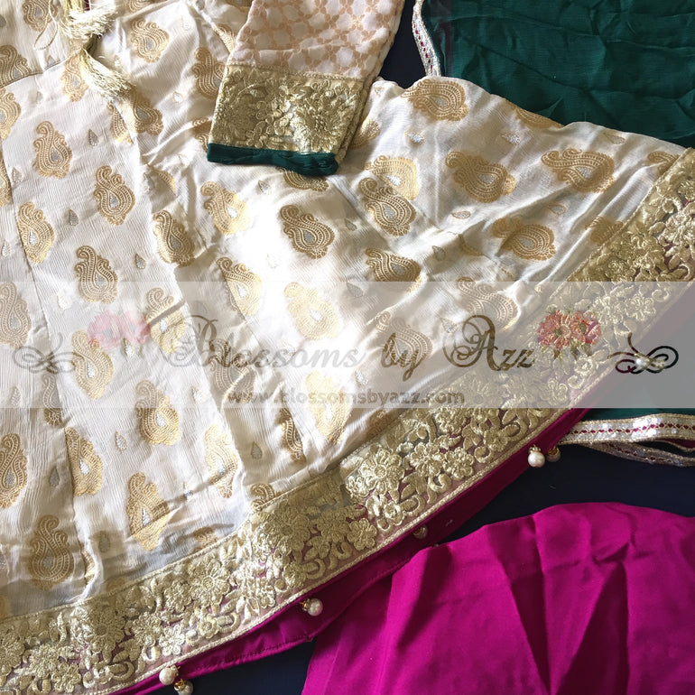 Banarsi Chiffon Angrakha Dress for Girls - Blossoms by Azz
