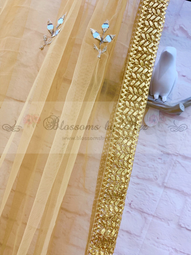 Mirror Work Net Dupatta - Design 02 - Blossoms by Azz