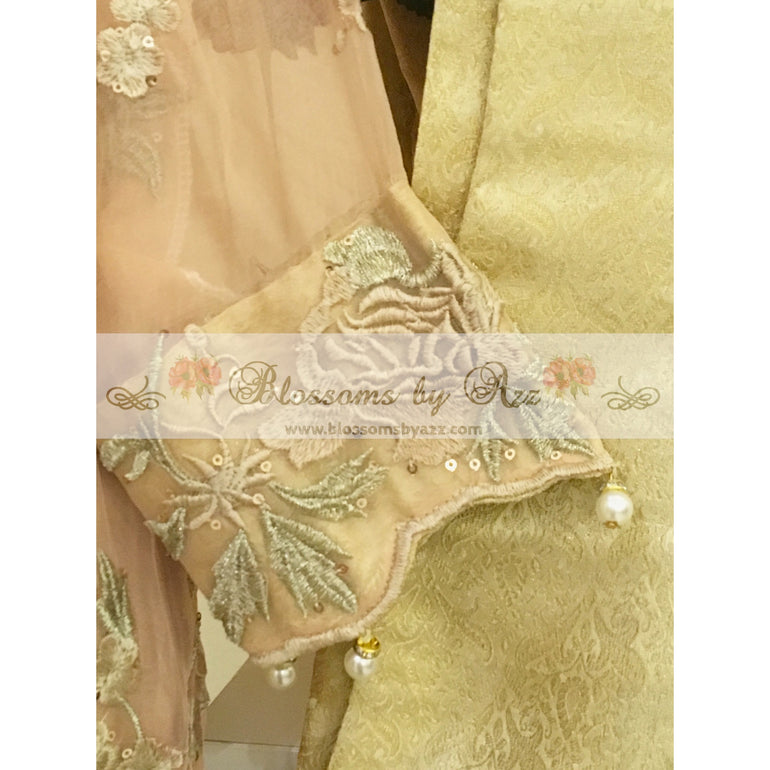 Peach Embroidered Chiffon Suit - Blossoms by Azz