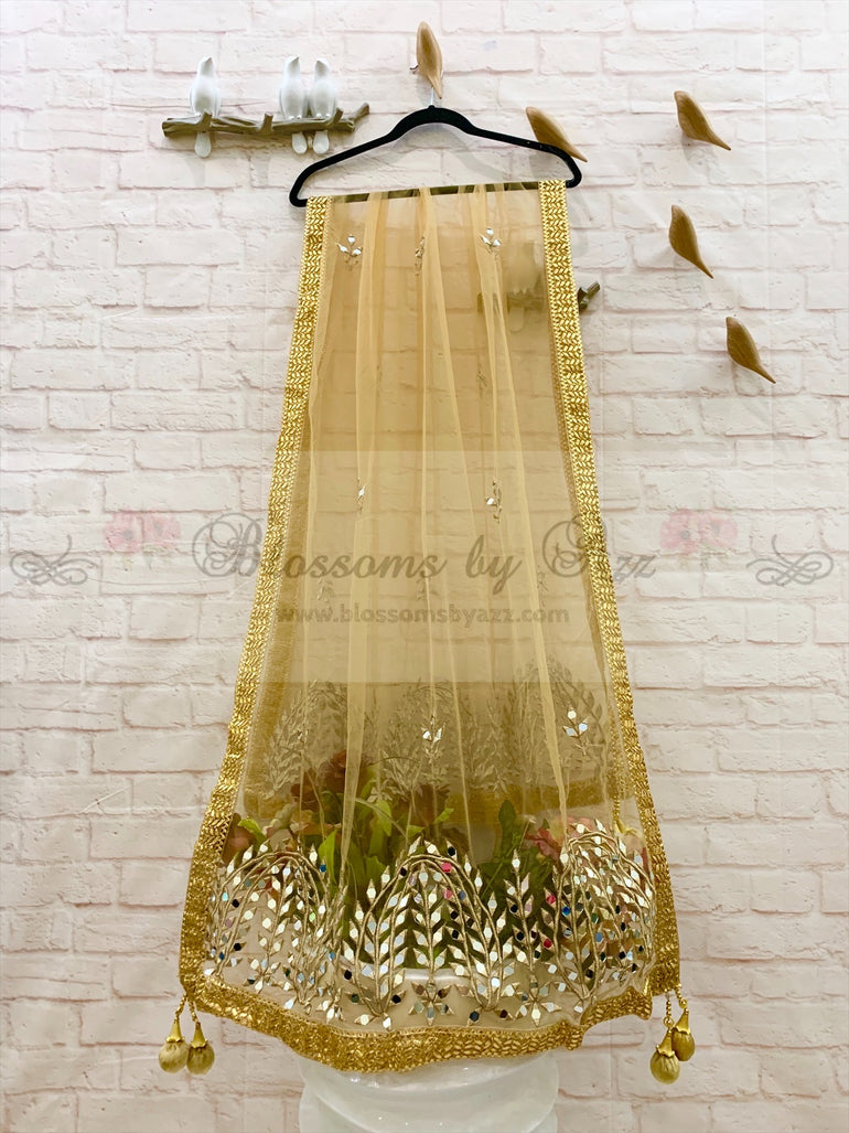 Mirror Work Net Dupatta - Design 02 - Blossoms by Azz