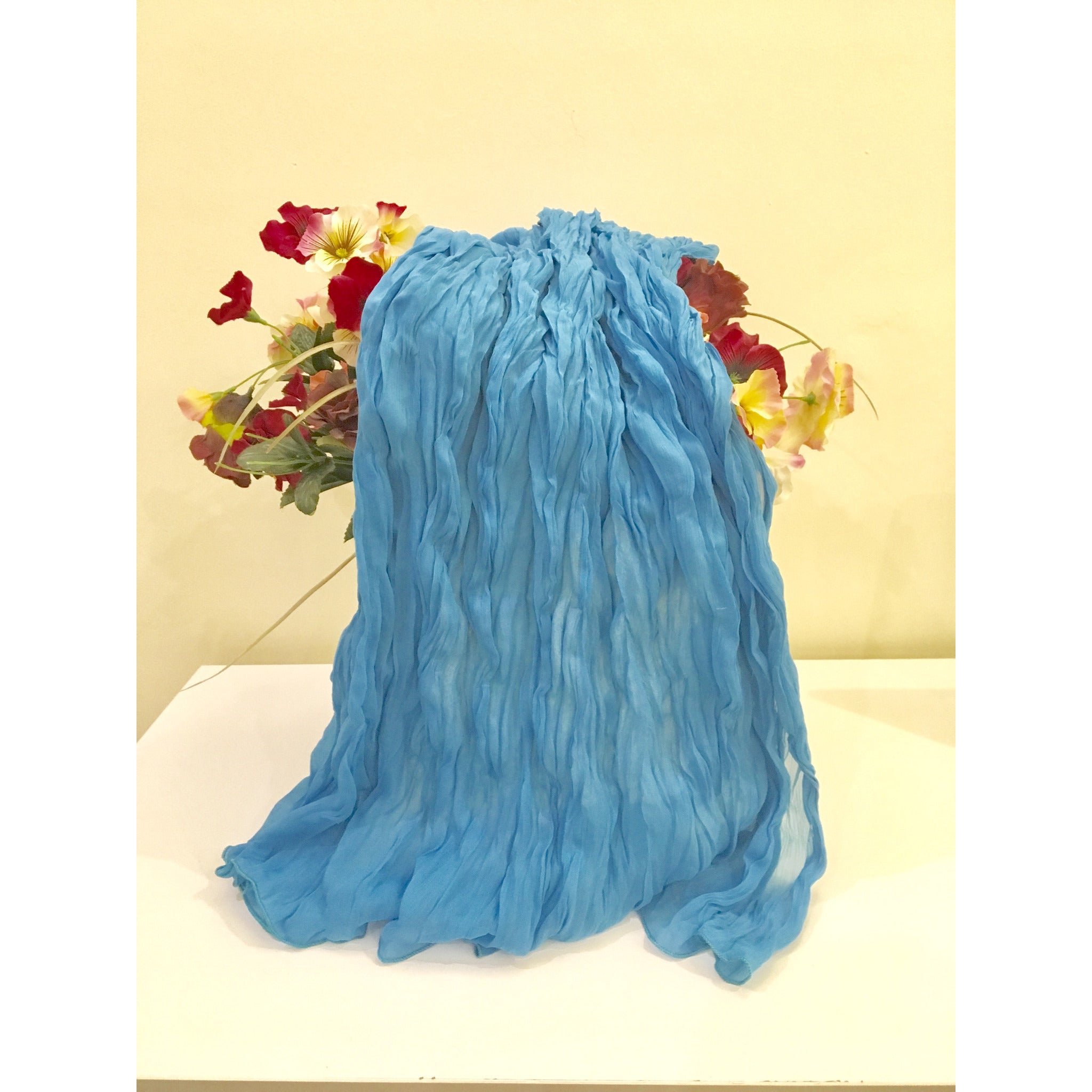 Sky Blue Chiffon Crushed Dupatta - Blossoms by Azz