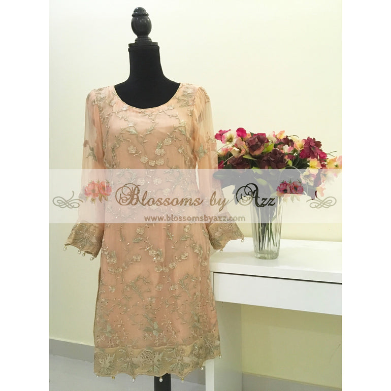 Peach Embroidered Chiffon Suit - Blossoms by Azz
