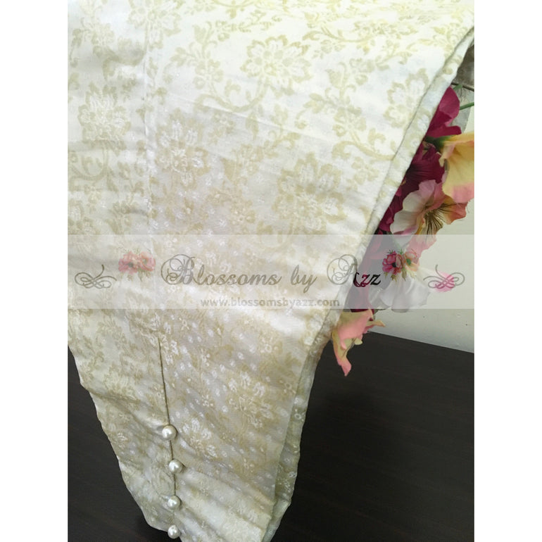 White And Gold Banarsi Pants - Blossoms by Azz