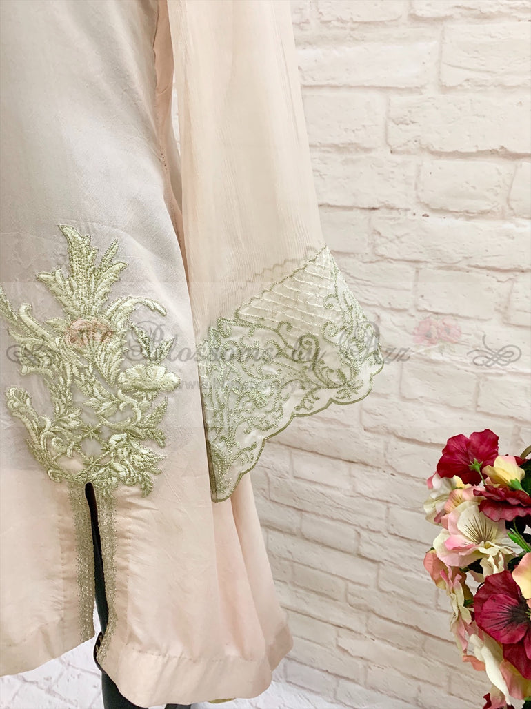 Powder Pink Embroidered High Low Top - Blossoms by Azz