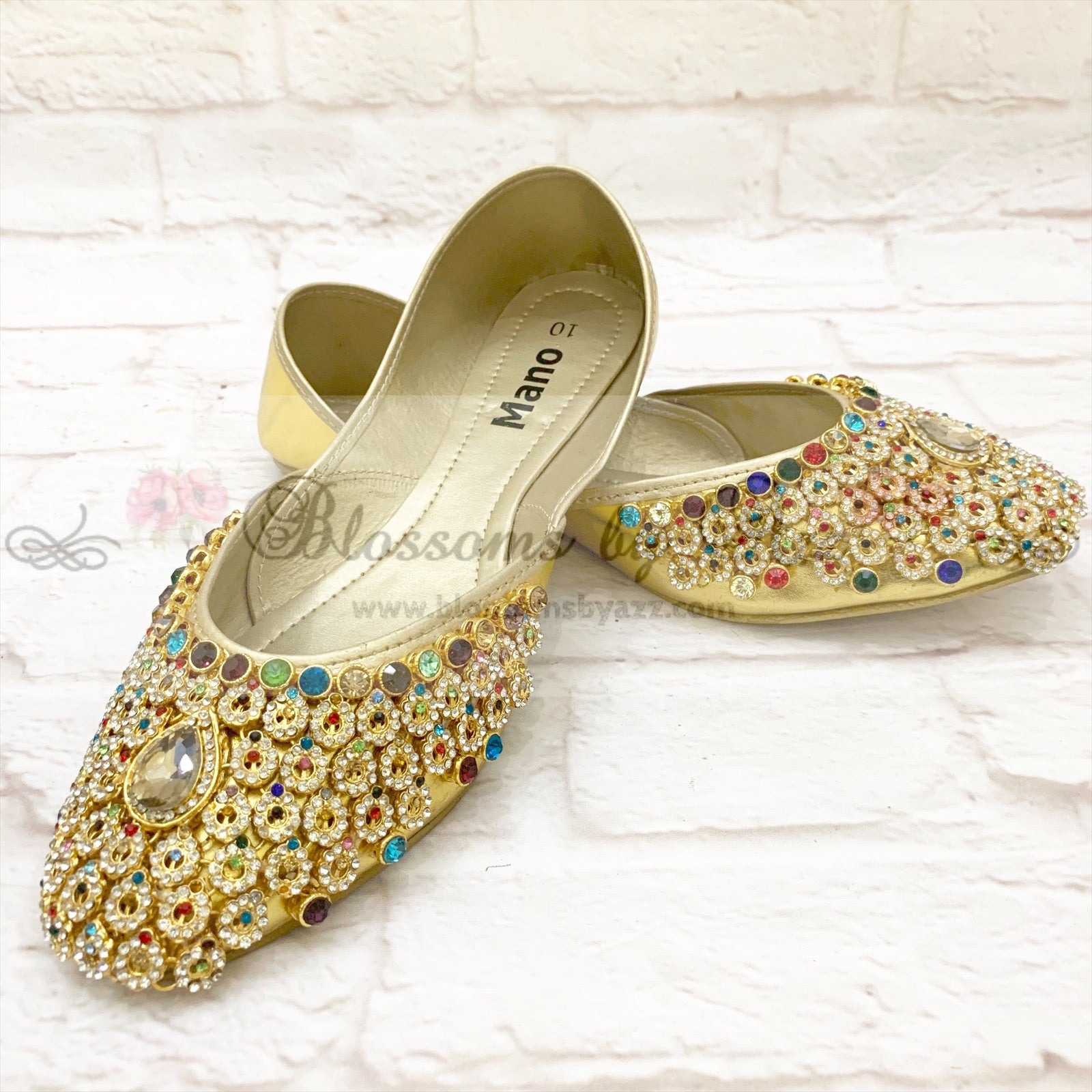 Stone Pumps (Khussa) - 010- Multi Color - Blossoms by Azz