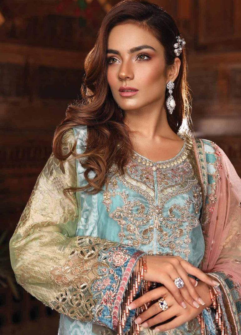 Maria B Embroidered Organza Stitched 3 Piece Suit MB19HE 1705 - Eid Collection - Blossoms by Azz