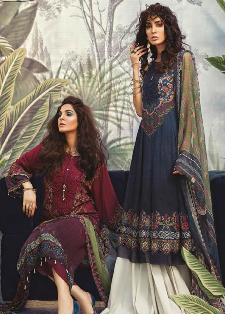Maria B Embroidered Linen Stitched 3 Piece Suit MBP19WE 704 A - Winter Collection - Blossoms by Azz