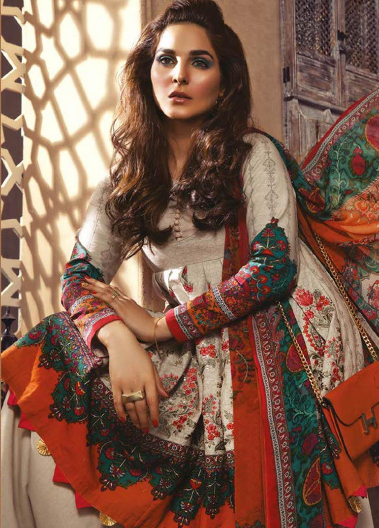 Maria B Embroidered Khaddar Stitched 3 Piece Suit MBP19WE 708 A - Winter Collection - Blossoms by Azz