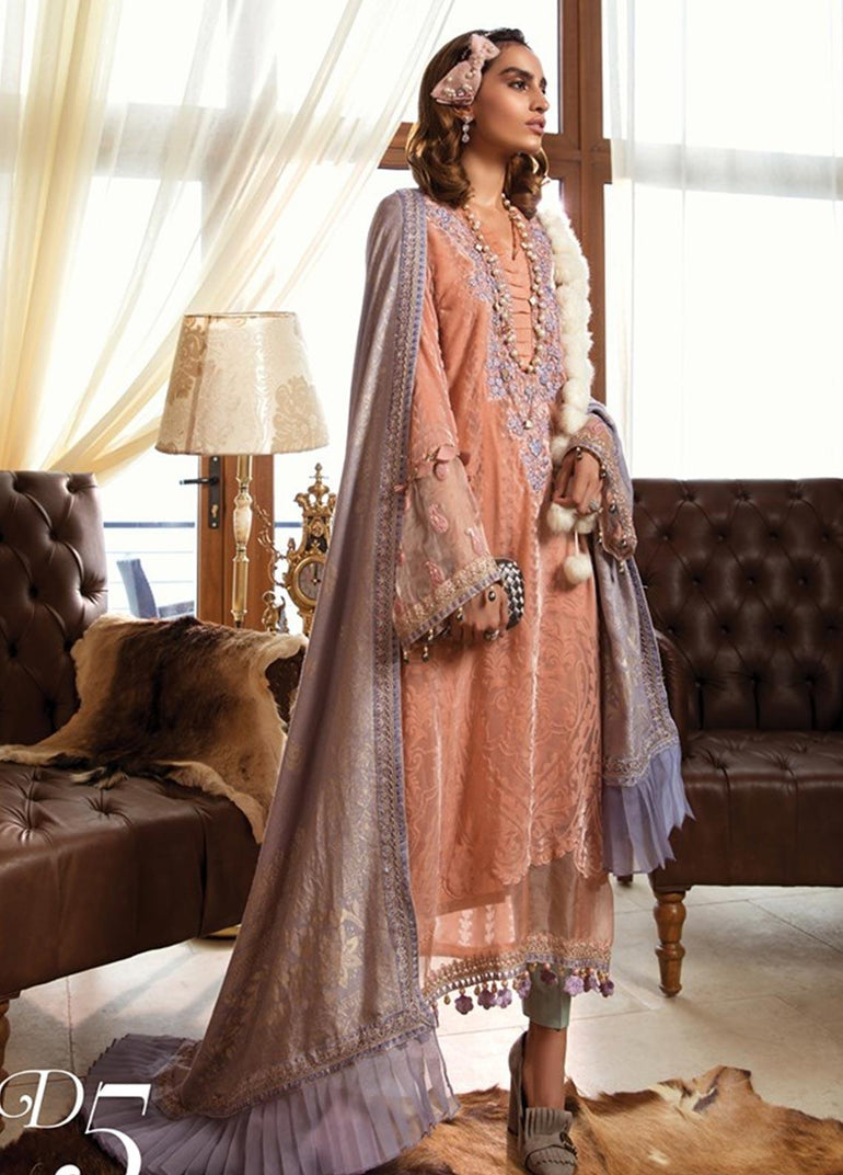 Maria B Embroidered Linen Stitched 3 Piece Suit MB19W 5 - Winter Collection - Blossoms by Azz