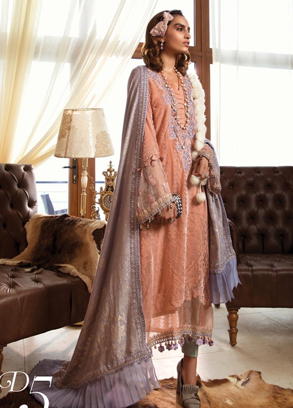 Maria B Embroidered Linen Stitched 3 Piece Suit MB19W 5 - Winter Collection - Blossoms by Azz