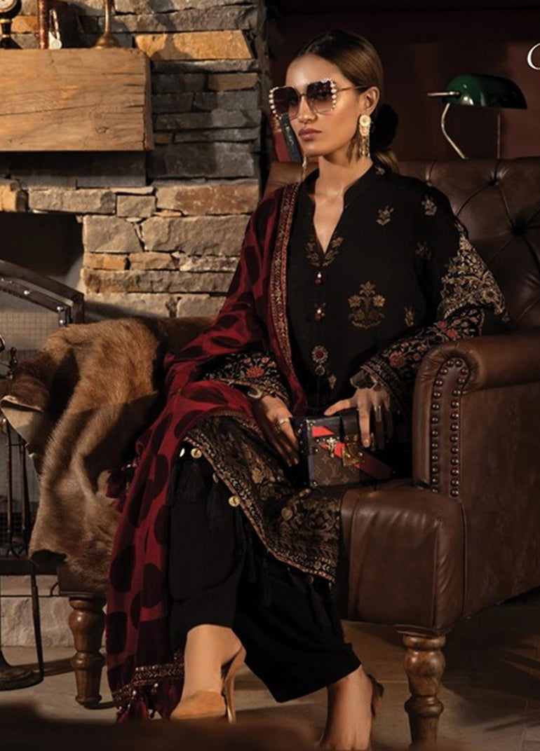Maria B Embroidered Linen Stitched 3 Piece Suit MB19W 7 - Winter Collection - Blossoms by Azz