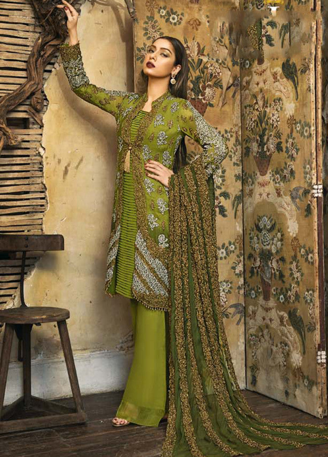Asim Jofa Embroidered Chiffon Stitched 3 Piece Suit AJ18-F2 3A - Signature Embroidered Collection - Blossoms by Azz